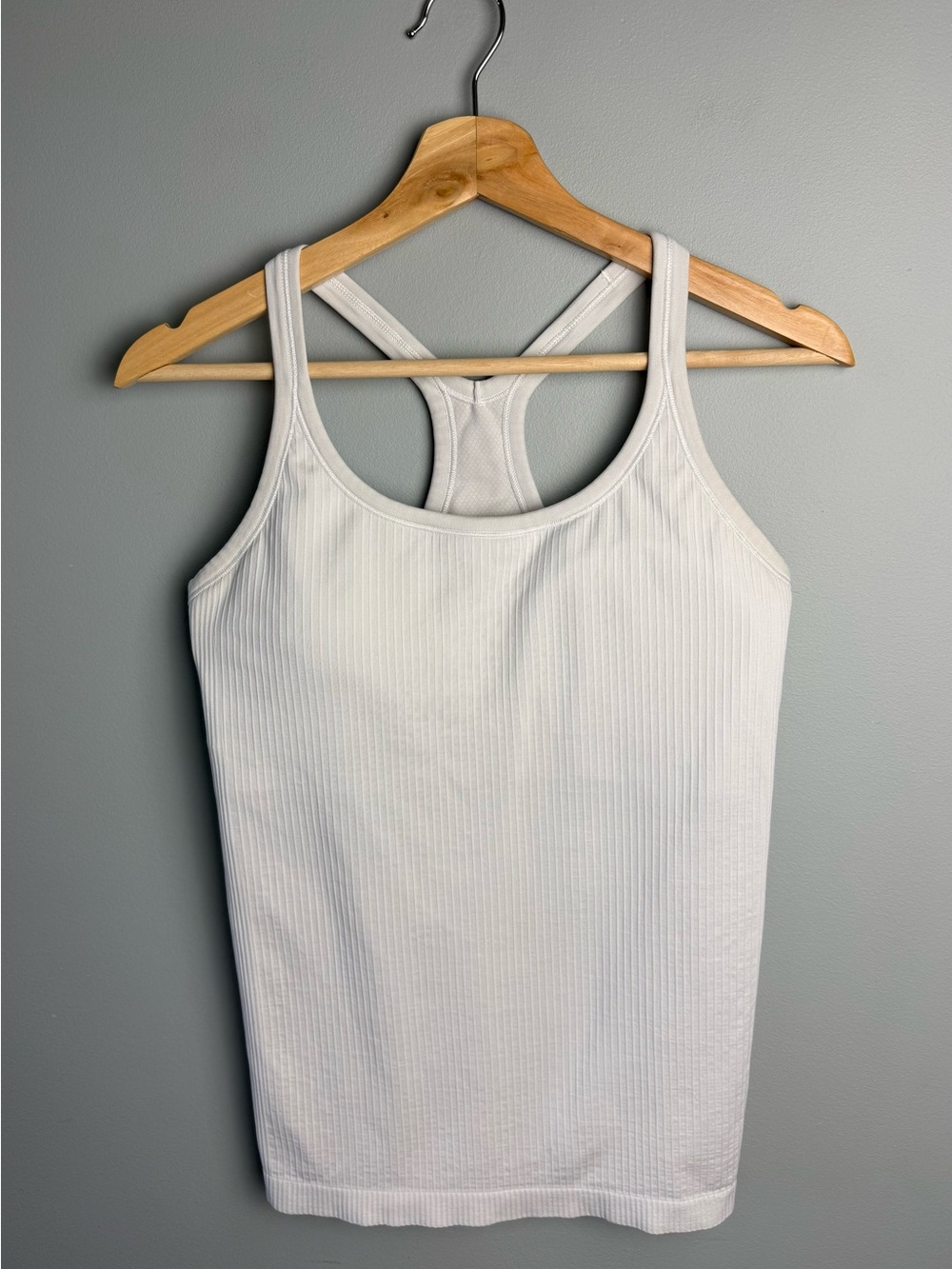 Lululemon White Ribbed Racerback Tank Top